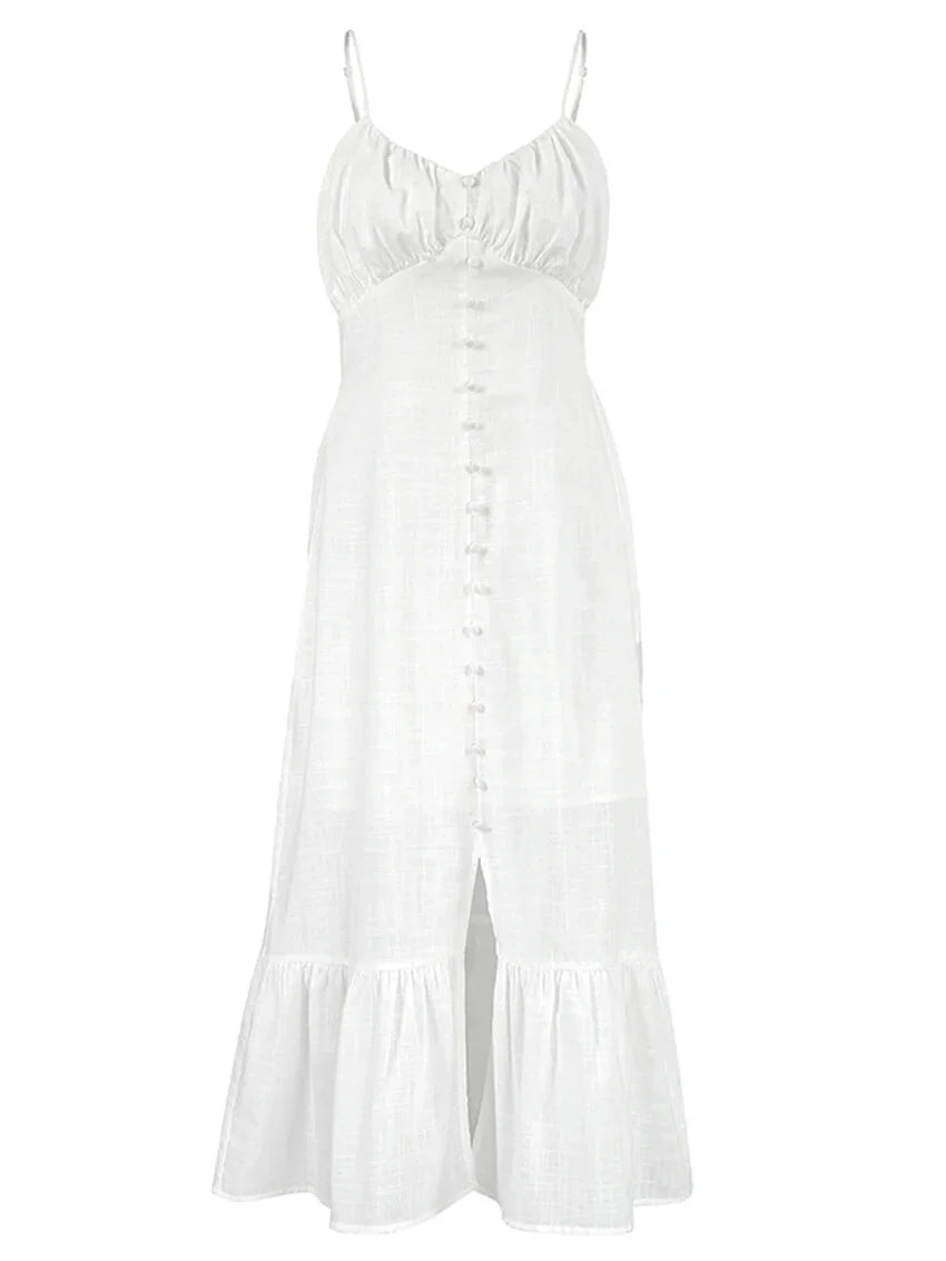 Women Mid-length Tiered Dress Ruffled Hem in Cotton Cami Dresses