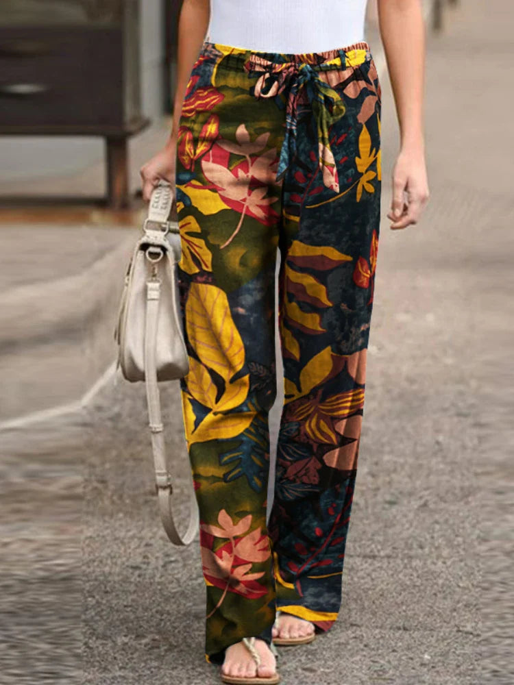 Summer Adventure Botanical Wide-Leg Pants Summer Pants