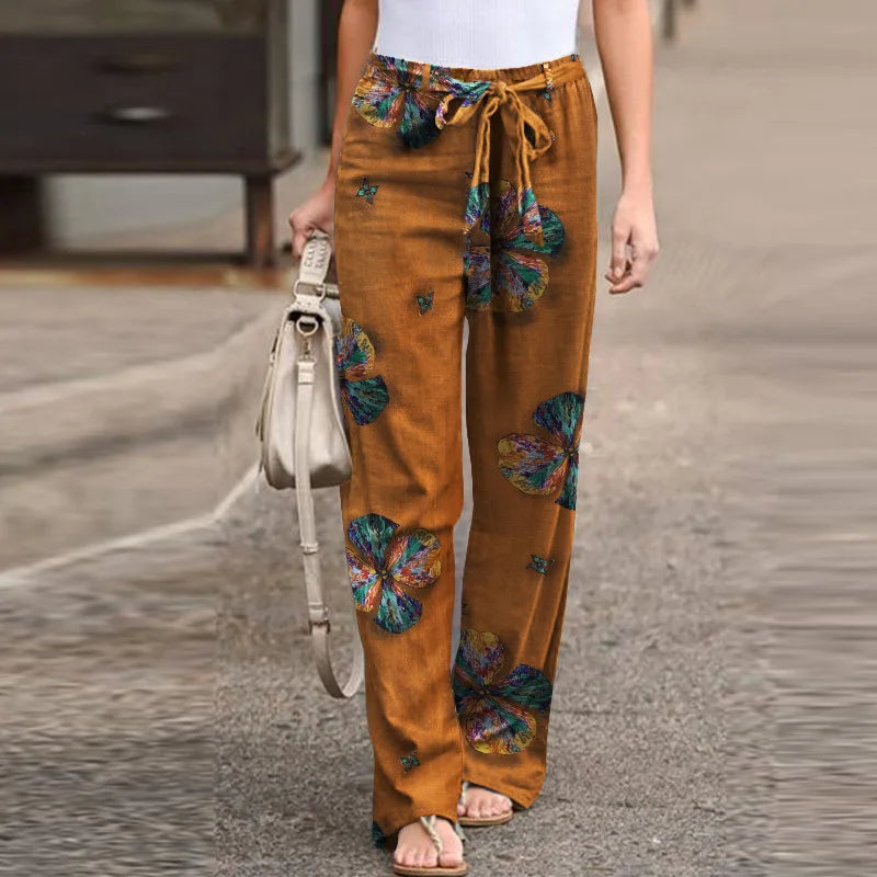 Summer Adventure Botanical Wide-Leg Pants Summer Pants