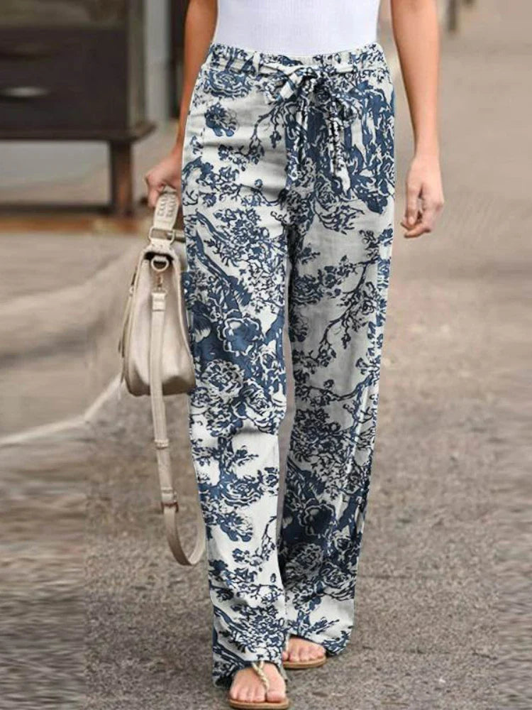 Summer Adventure Botanical Wide-Leg Pants Summer Pants