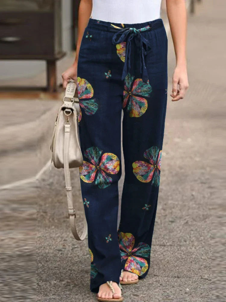 Summer Adventure Botanical Wide-Leg Pants Summer Pants