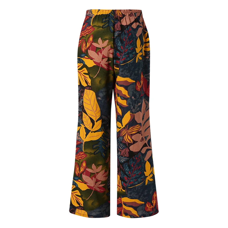 Summer Adventure Botanical Wide-Leg Pants Summer Pants