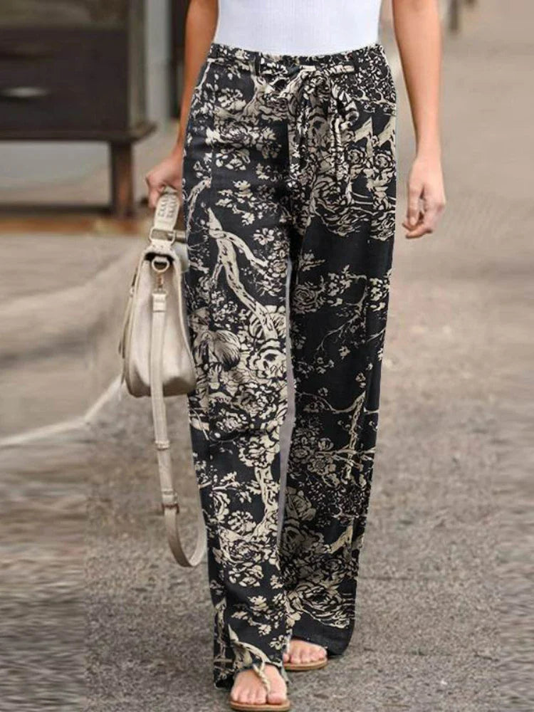 Summer Adventure Botanical Wide-Leg Pants Summer Pants