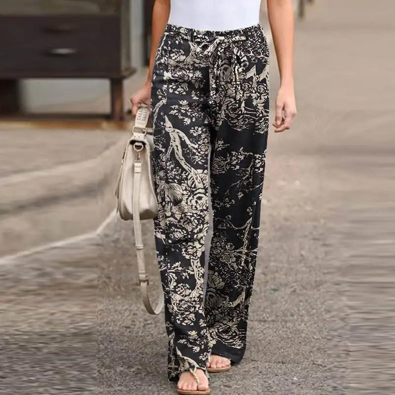 Summer Adventure Botanical Wide-Leg Pants Summer Pants