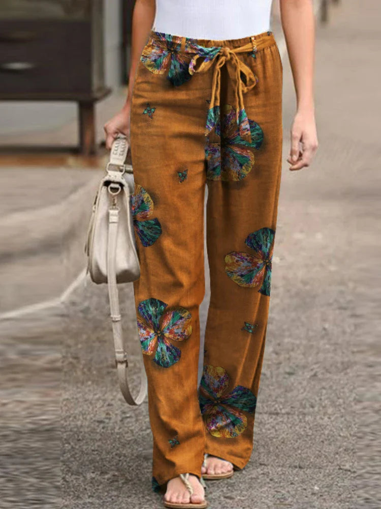 Summer Adventure Botanical Wide-Leg Pants Summer Pants