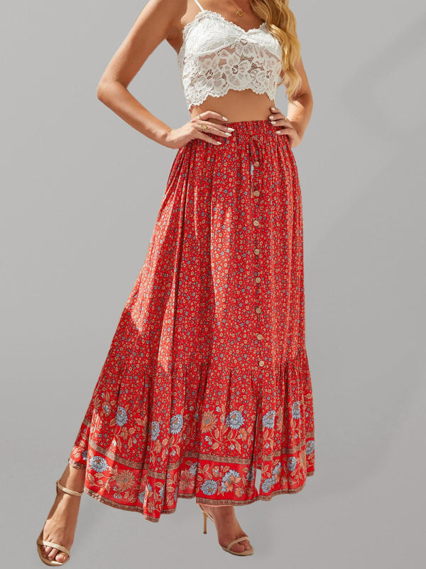 Boho Floral Maxi Skirt for Women – Trendy & Comfortable	