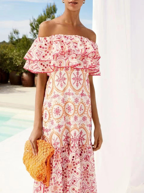 Floral Off-Shoulder Midi Dress – Romantic Embroidered Cotton Style	