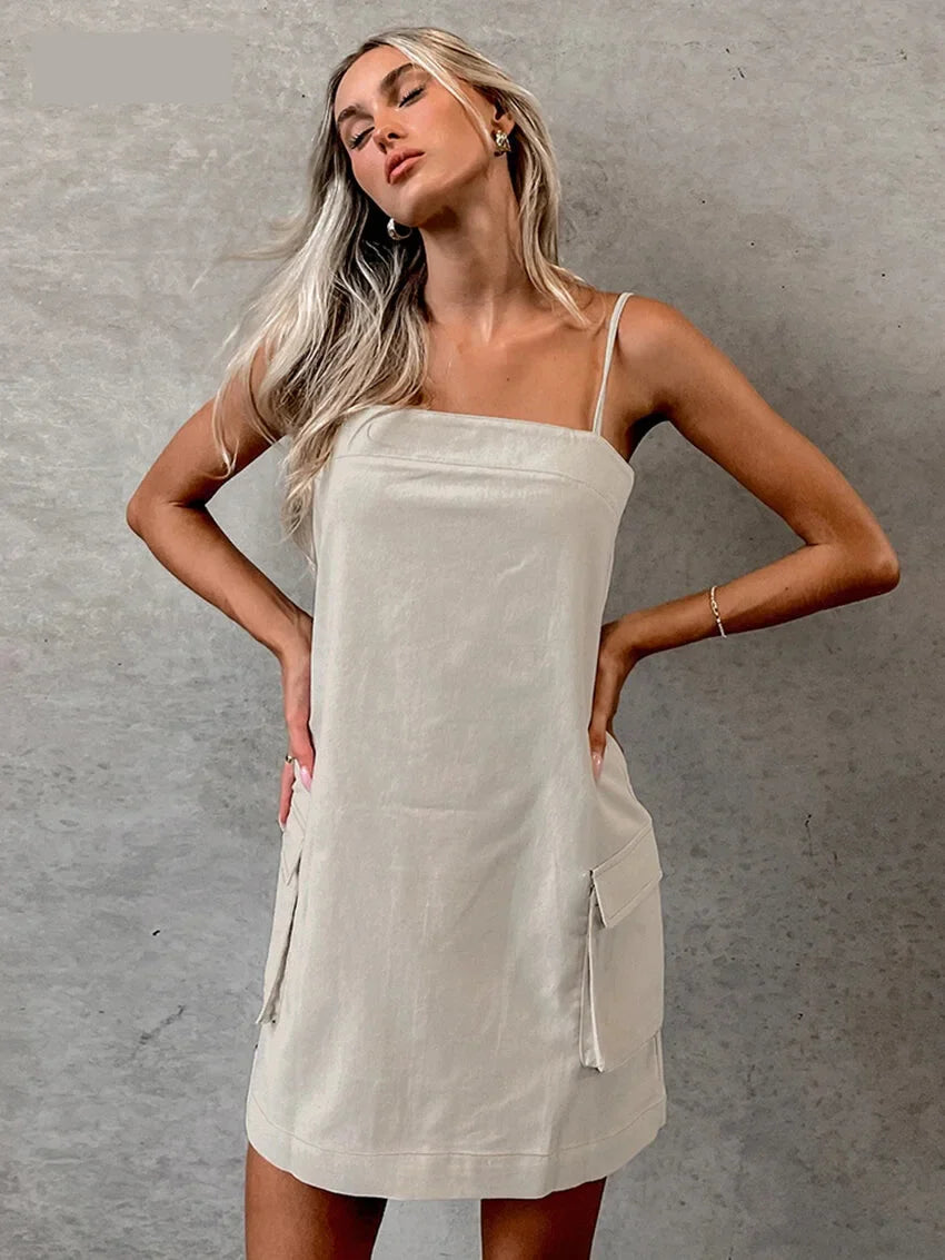 Summer Cotton Linen Cami Dress	