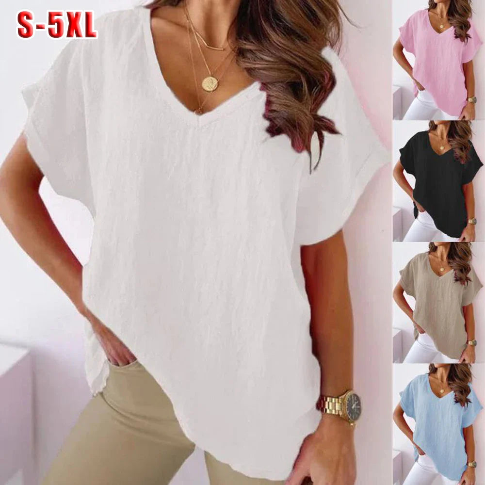 Women's V-Neck Blouse Top for Casual Outings Blouses