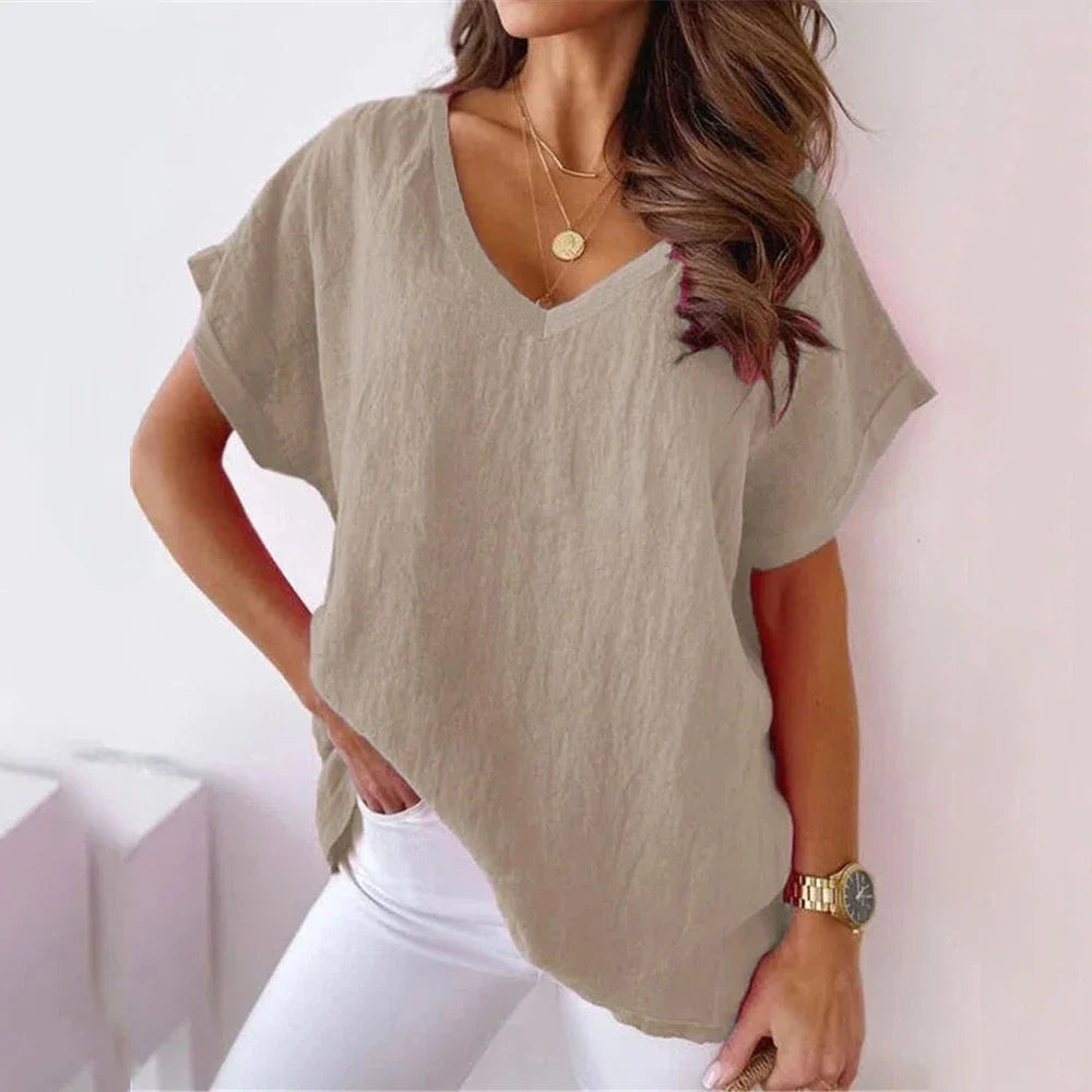 Women's V-Neck Blouse Top for Casual Outings Blouses