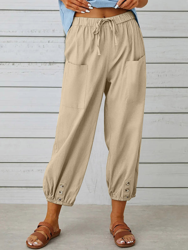 Adjustable Cotton-Linen Pants for Women’s Casual Style	 | Trousers