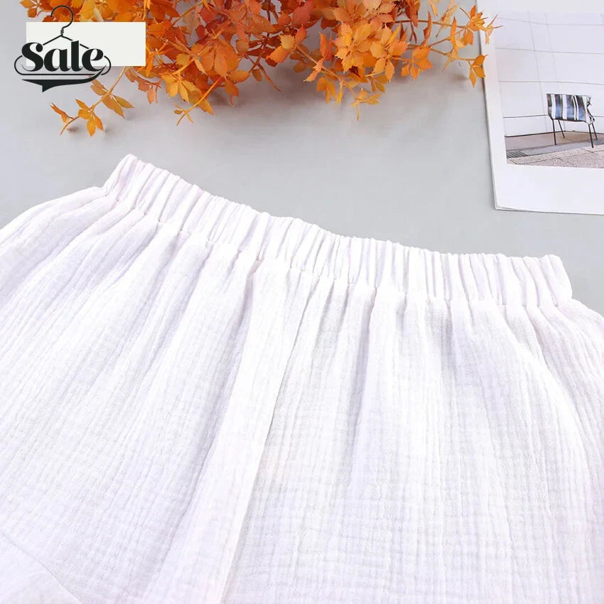 Crinkled Cotton 2-piece Shorts Set with Robe Dress Shorts Sets