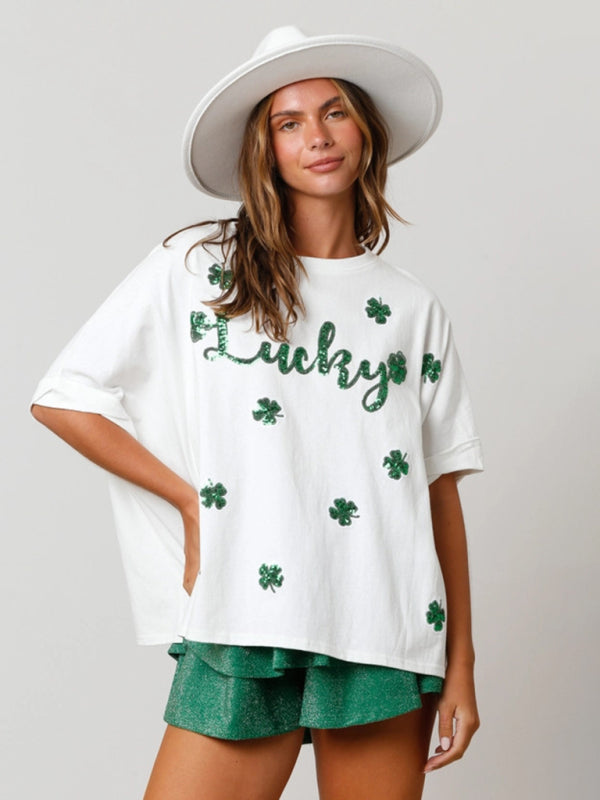 Festive Oversized Tee – St. Patrick’s Day Sparkle