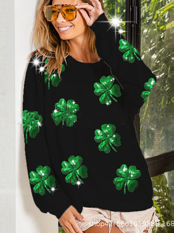 Stylish Sequin Shamrock Sweatshirt – St. Patrick’s Day | Sweatshirts