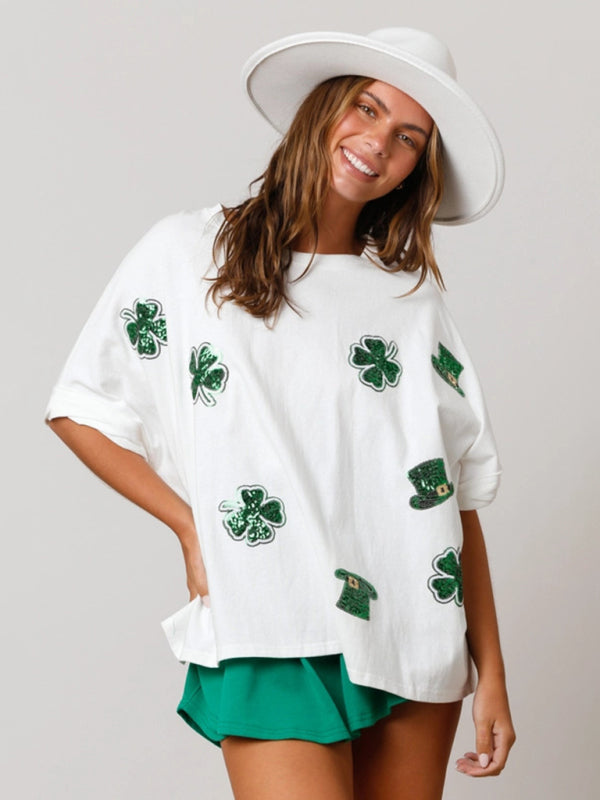 Chic St. Patrick’s Day Oversized Tee – Festive & Comfy