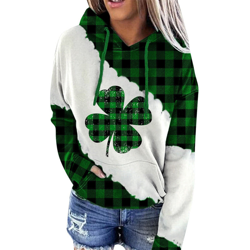Saint Patrick's Day Hoodie with Festive Four-Leaf Clover Hoodies