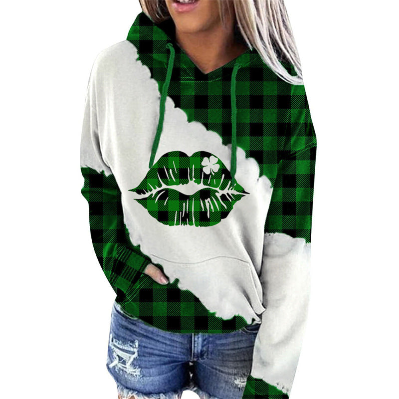 Women’s Festive Plaid Hoodie – St. Patrick’s Day Outfit