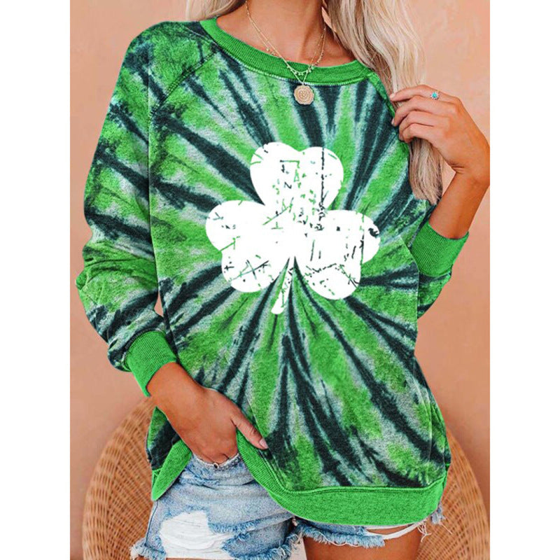 St. Patrick’s Day Clover Print Sweatshirt – Chic & Festive
