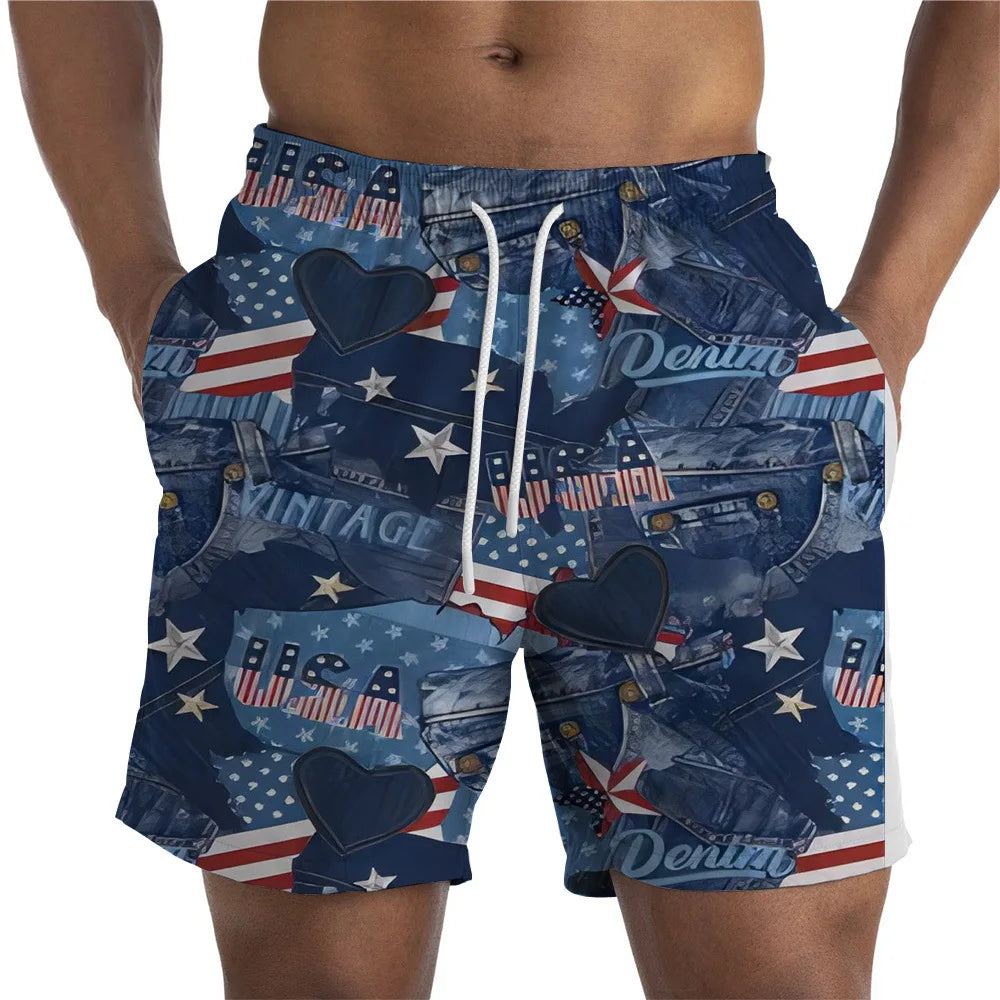 Women's American Flag Swim Shorts - Patriotic Holidays Bottoms | Men Shorts