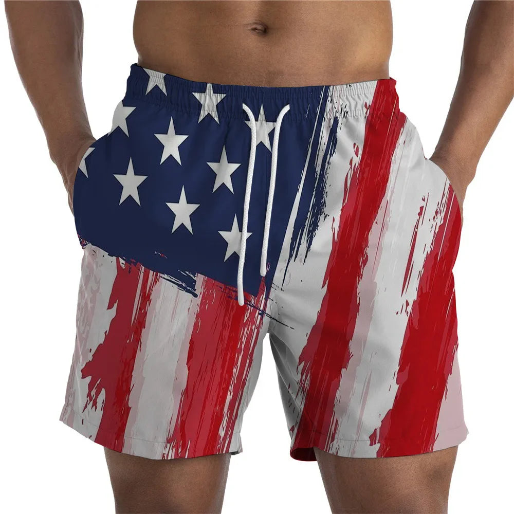 Women's American Flag Swim Shorts - Patriotic Holidays Bottoms | Men Shorts