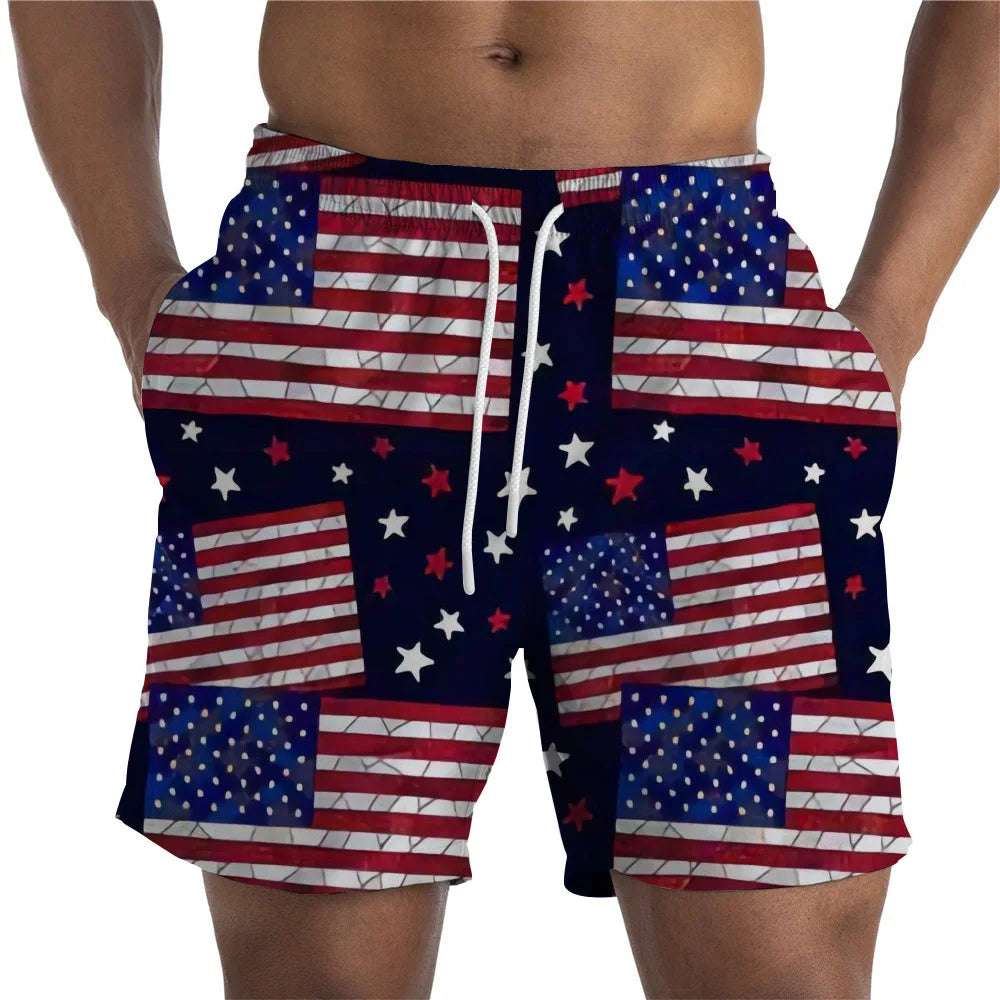 Women's American Flag Swim Shorts - Patriotic Holidays Bottoms | Men Shorts