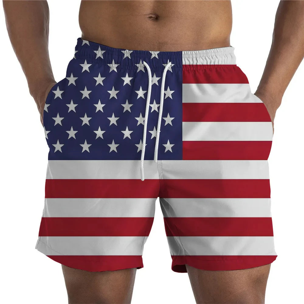 Women's American Flag Swim Shorts - Patriotic Holidays Bottoms