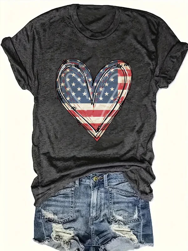 Women's Patriotic American Flag T-Shirt for Summer | Tees