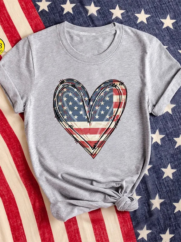 Women's Patriotic American Flag T-Shirt for Summer | Tees