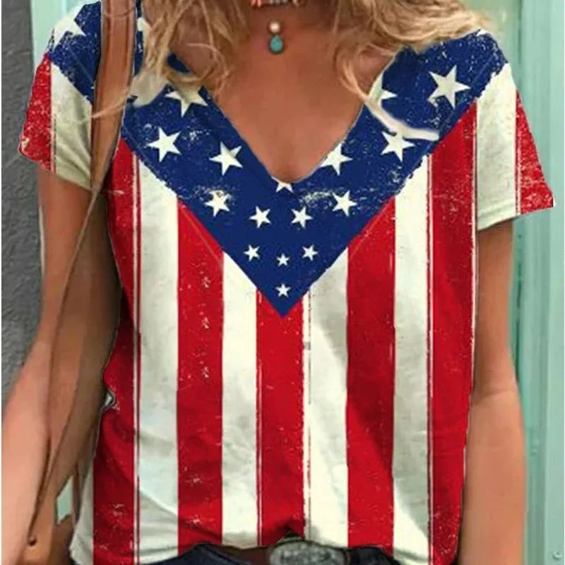 Women's American Flag Graphic T-Shirt for USA Tees