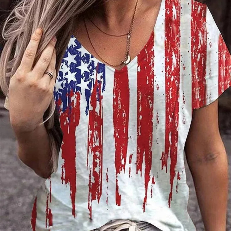 Women's American Flag Graphic T-Shirt for USA Tees