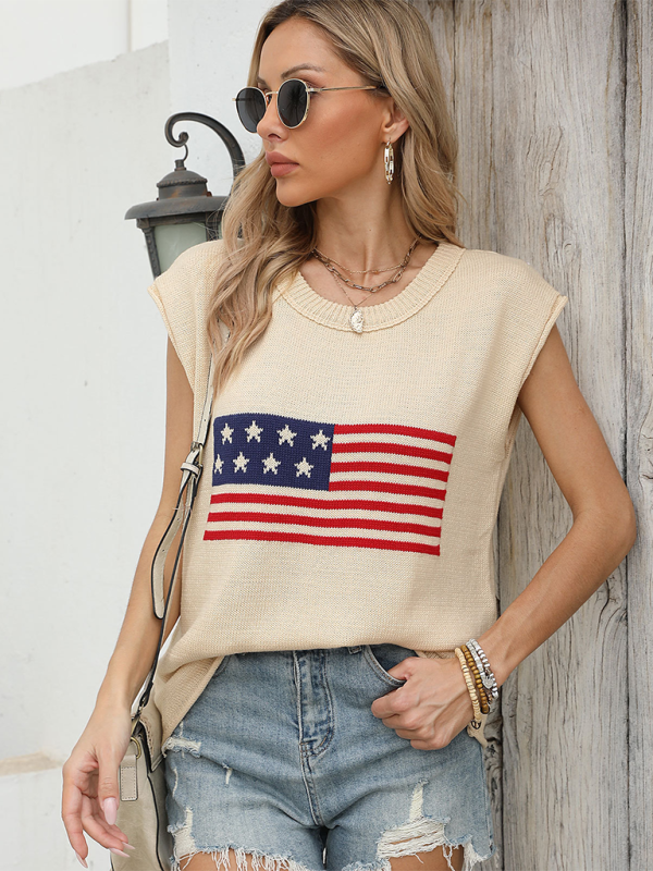 Casual USA Knitted Patriotic Top – Ideal for July 4th