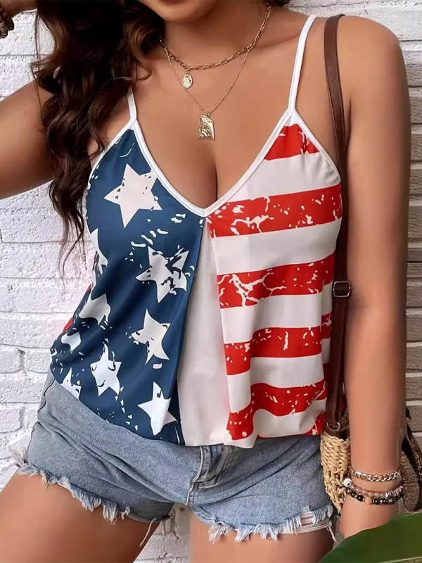 USA Flag Print Sleeveless Tank Top for Women | Tank Tops