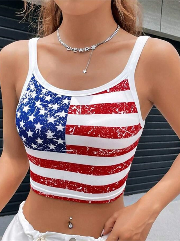 Women’s USA Flag Print Sleeveless Cami Top – Patriotic Style