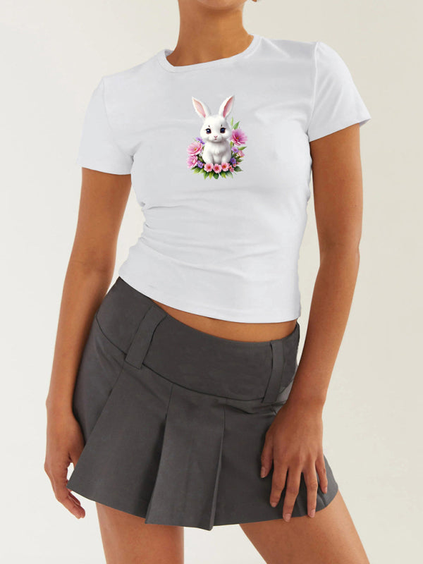 Holy Week Bunny & Eggs Print Women's T-Shirt - Spring Casual