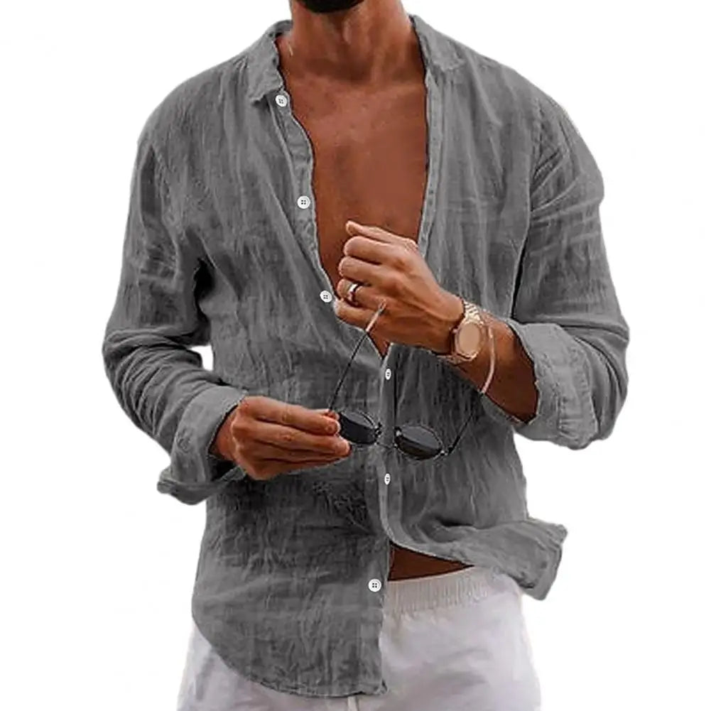 Men Lightweight Summer Shirt in Cotton-Linen Men Shirts