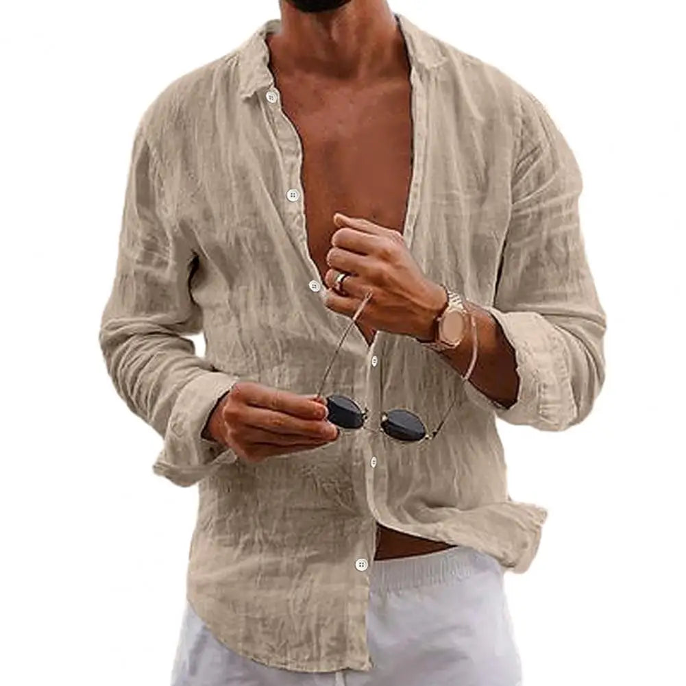 Men Lightweight Summer Shirt in Cotton-Linen Men Shirts