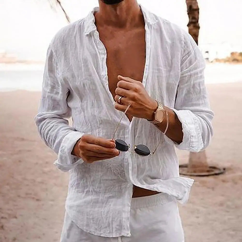 Men Lightweight Summer Shirt in Cotton-Linen Men Shirts