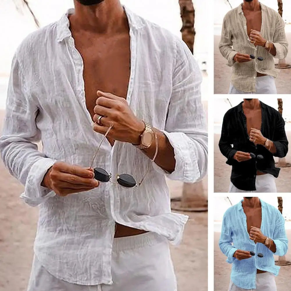 Men Lightweight Summer Shirt in Cotton-Linen Men Shirts