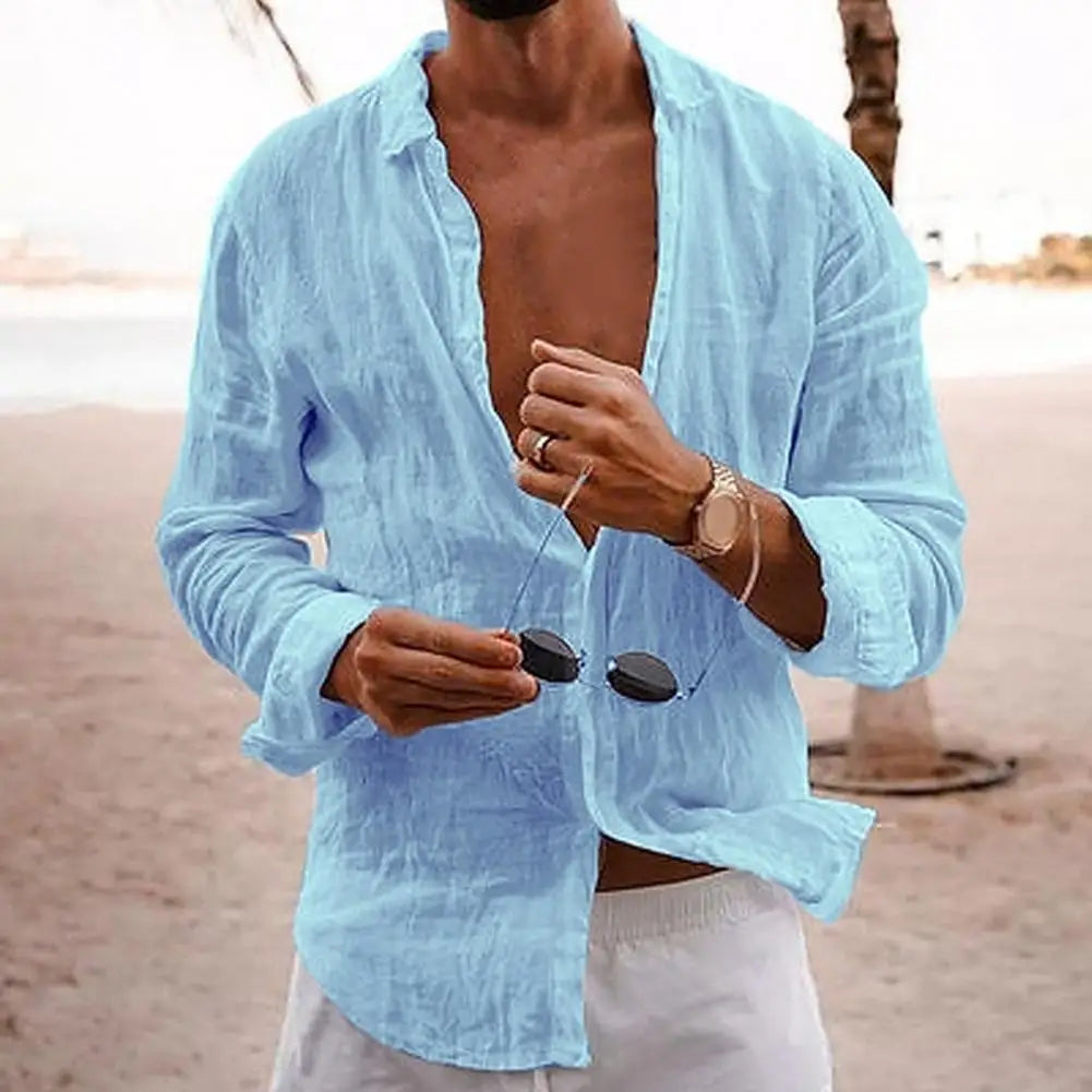 Men Lightweight Summer Shirt in Cotton-Linen Men Shirts