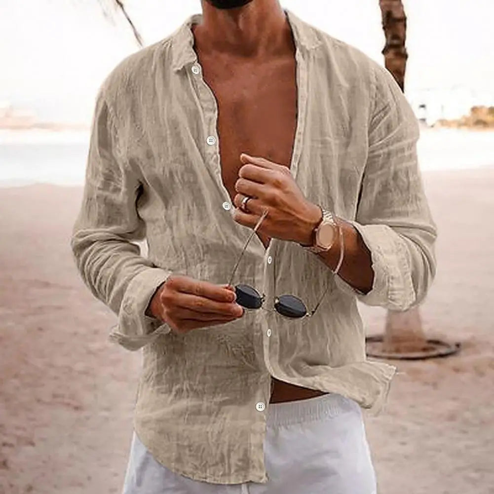 Men Lightweight Summer Shirt in Cotton-Linen Men Shirts