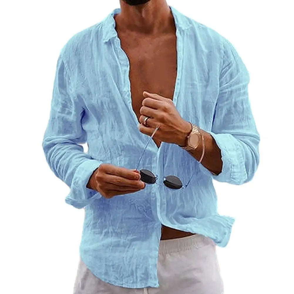 Men Lightweight Summer Shirt in Cotton-Linen Men Shirts