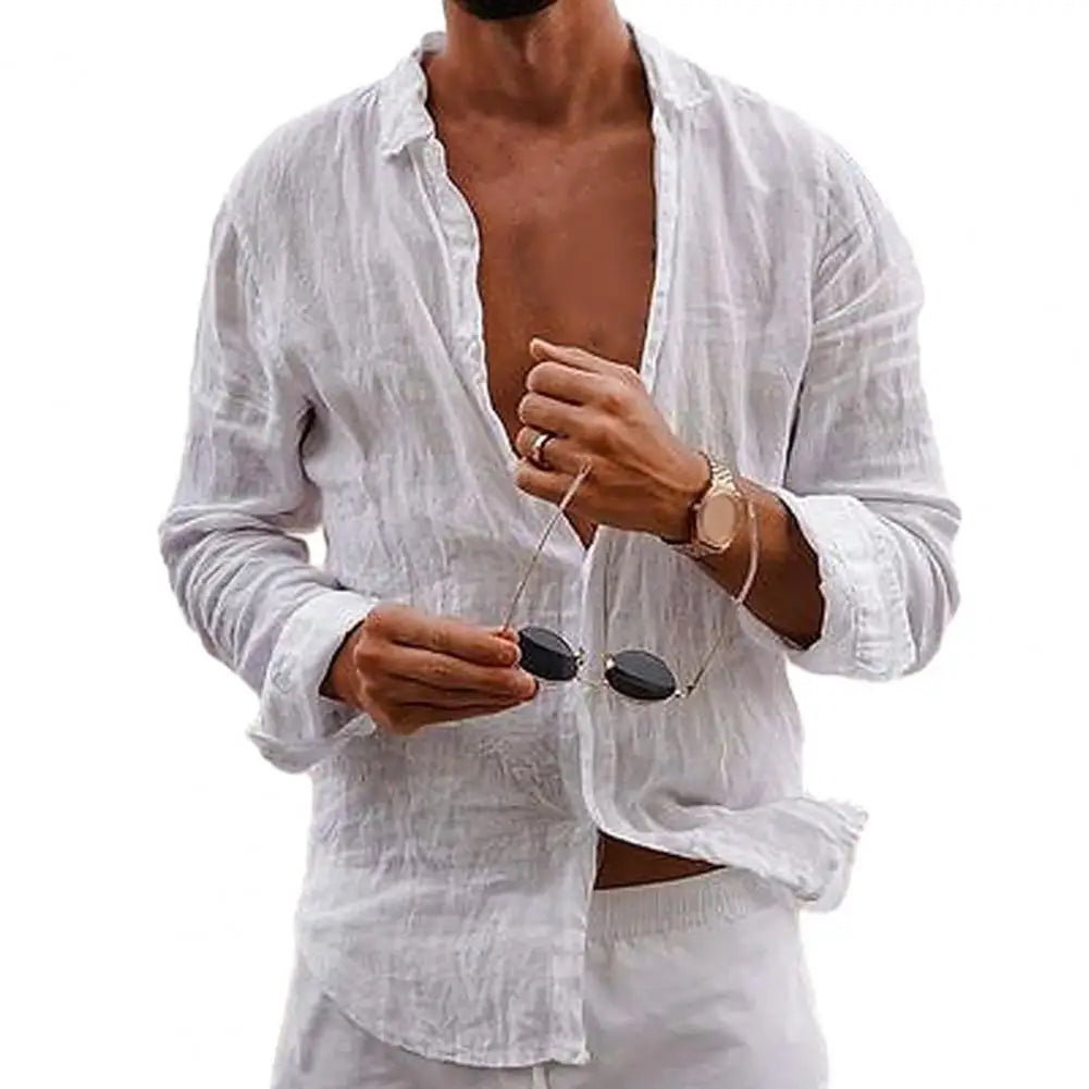 Men Lightweight Summer Shirt in Cotton-Linen Men Shirts