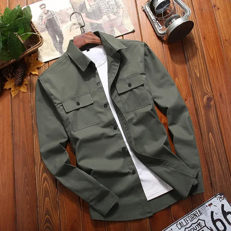  Cotton Military Shirt with Structured Fit for Men | Men Shirts