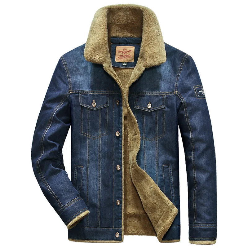 Edgy Denim Rugged Sherpa Winter Jacket for Men Men Jackets