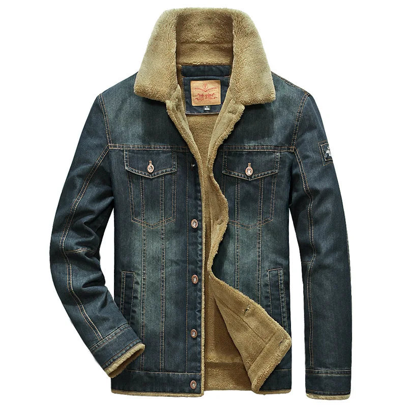 Edgy Denim Rugged Sherpa Winter Jacket for Men Men Jackets