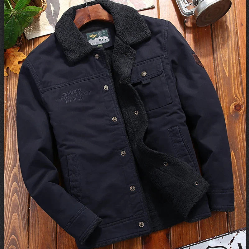 Rugged Warmth Outdoor Men's Jacket with Sherpa Collar Men Jackets