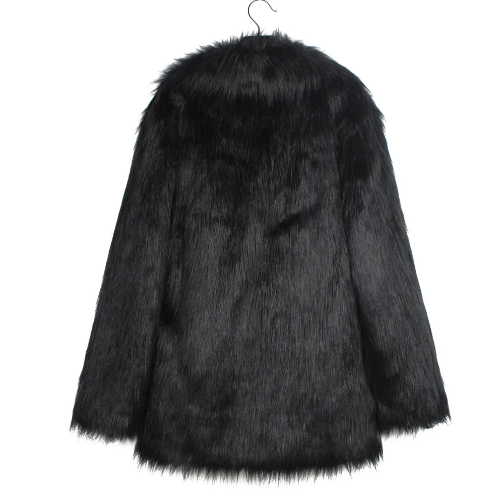 Cold-Weather Fox Look with Men's Faux Fur Coat Jacket Men Coats