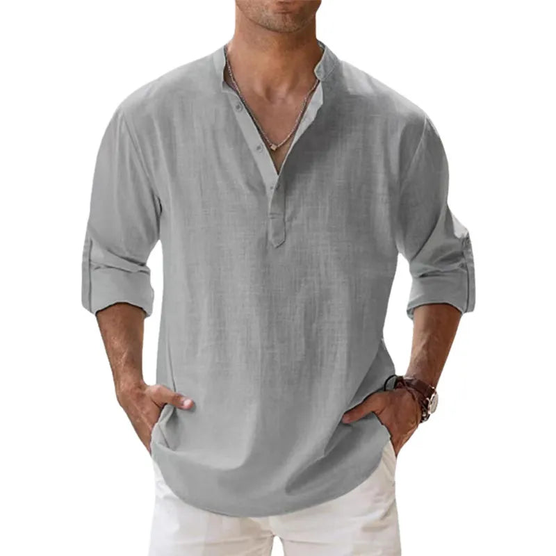 Linen Blend Shirt for Men's Casual Wear Men Shirts