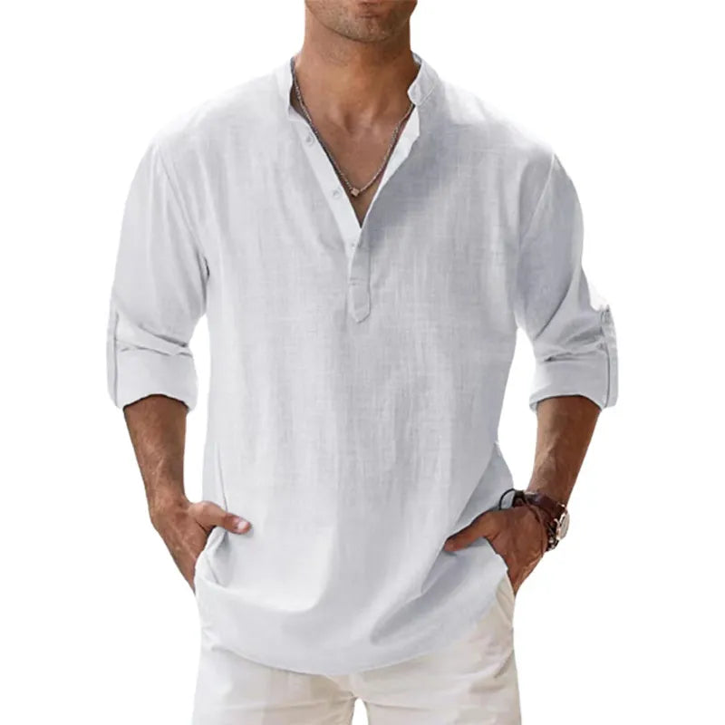 Linen Blend Shirt for Men's Casual Wear Men Shirts