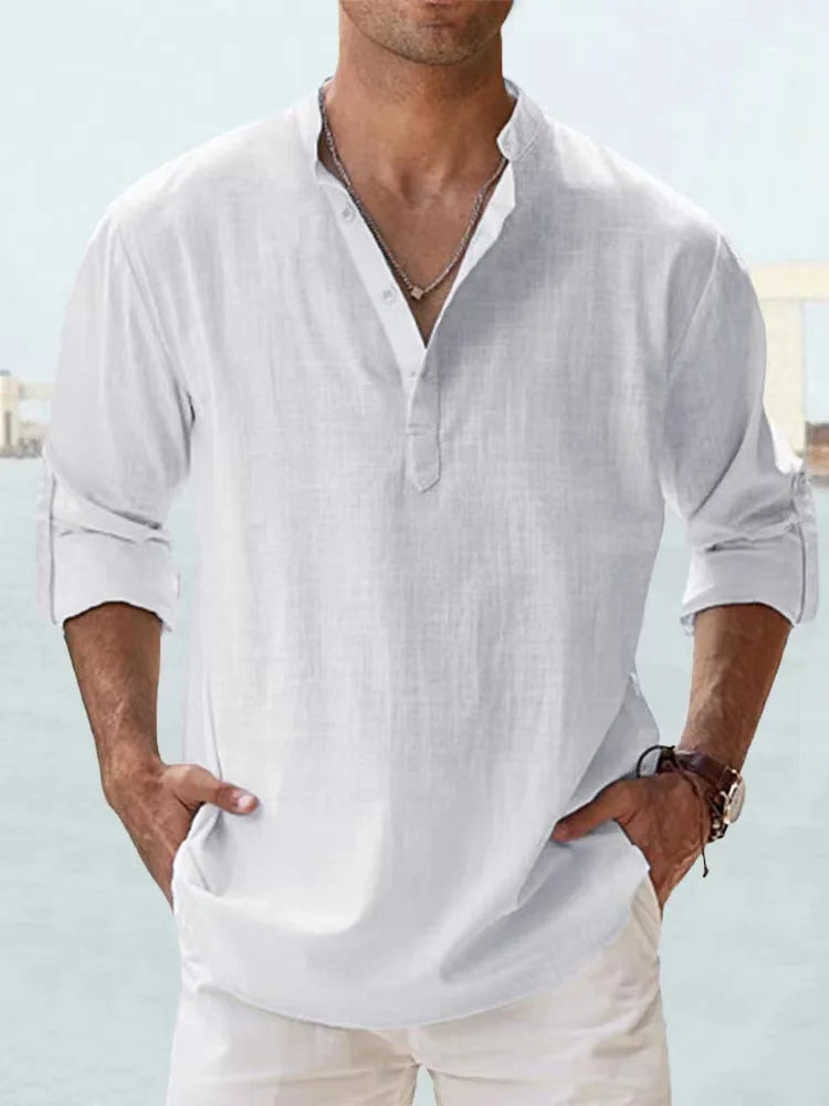 Linen Blend Shirt for Men's Casual Wear Men Shirts